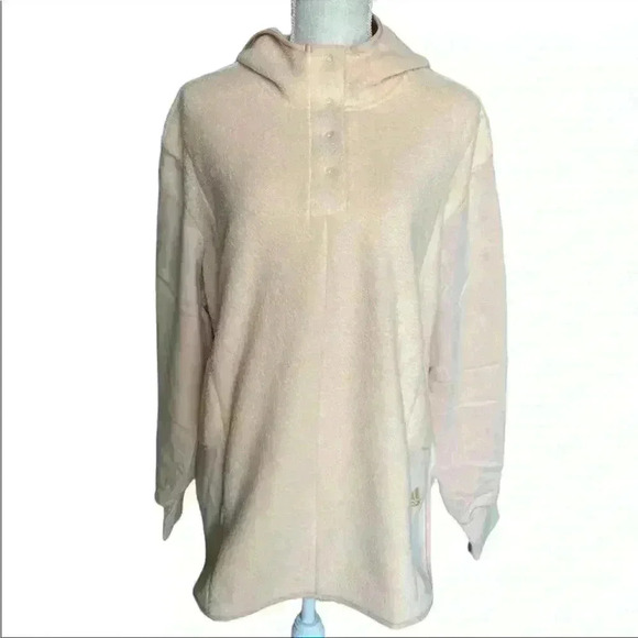 adidas Essentials Golden Logo Fleece Hoodie in Halo Blush Size 1X NWT - Picture 4 of 12